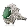 Image 2 : 14KT White Gold 3.15ct Emerald and Diamond Ring