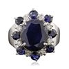 Image 1 : 14KT White Gold 6.95ctw Sapphire and Diamond Ring