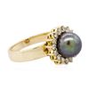 Image 2 : 14KT Yellow Gold Pearl and Diamond Ring
