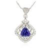 Image 2 : 18KT White Gold 3.61ct Tanzanite and Diamond Pendant With Chain