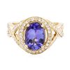 Image 1 : 14KT Yellow Gold 2.33ct Tanzanite and Diamond Ring