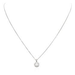 14KT White Gold 0.90ctw Diamond Pendant With Chain