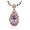 Image 2 : 14KT Rose Gold 32.47ct GIA Certified Kunzite and Diamond Pendant With Chain