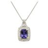 Image 2 : 14KT White Gold 2.53ct Tanzanite and Diamond Pendant With Chain