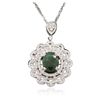 Image 1 : 14KT White Gold 4.68ct Emerald and Diamond Pendant With Chain