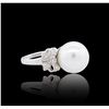 Image 2 : 18KT White Gold Pearl and Diamond Ring