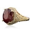 Image 2 : 14KT Yellow Gold 9.17ct Ruby and Diamond Ring