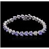 Image 1 : 14KT White Gold 13.50ctw Tanzanite and Diamond Bracelet