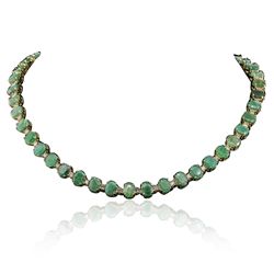 14KT Yellow Gold 37.26ctw Emerald and Diamond Necklace