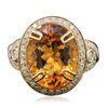 Image 1 : 14KT Yellow Gold 7.71ct Citrine Quartz and Diamond Ring