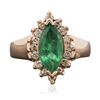 Image 1 : 14KT Rose Gold 1.59ct Emerald and Diamond Ring