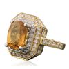 Image 2 : 14KT Yellow Gold 5.03ct Yellow Sapphire and Diamond Ring