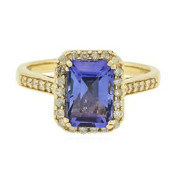 14KT Yellow Gold 1.69ct Tanzanite and Diamond Ring