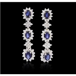 14KT White Gold 3.06ctw Sapphire and Diamond Earrings