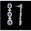 Image 2 : 14KT White Gold 3.06ctw Sapphire and Diamond Earrings