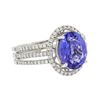 Image 2 : 14KT White Gold 2.88ct Tanzanite and Diamond Ring