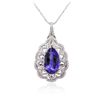 Image 2 : 14KT White Gold 8.01ct Tanzanite and Diamond Pendant With Chain