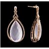 Image 2 : 14KT Rose Gold 35.17ctw Pink Quartz and Diamond Earrings