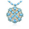 Image 2 : 14KT Yellow Gold 30.95ctw Turquoise and Diamond Necklace