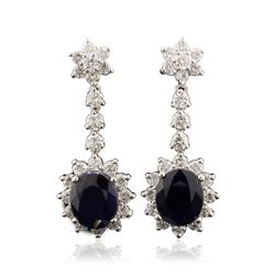 14KT White Gold 9.42ct Sapphire and Diamond Earrings