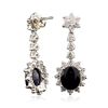 Image 2 : 14KT White Gold 9.42ct Sapphire and Diamond Earrings