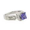 Image 2 : 18KT White Gold 1.62ct Tanzanite and Diamond Ring