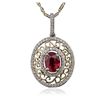 Image 2 : 14KT Two-Tone Gold 1.53ct Ruby and Diamond Pendant With Chain