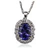 Image 1 : 14KT White Gold 3.17ct Tanzanite and Diamond Pendant With Chain