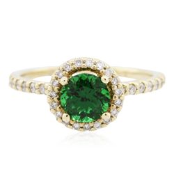 14KT Yellow Gold 1.10ct Garnet and Diamond Ring