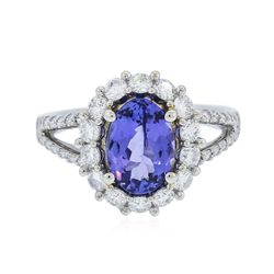 14KT White Gold 1.56ct Tanzanite and Diamond Ring