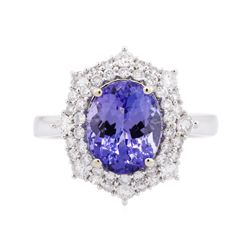 14KT White Gold 3.49ct Tanzanite and Diamond Ring