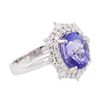 Image 2 : 14KT White Gold 3.49ct Tanzanite and Diamond Ring