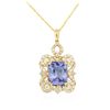 Image 2 : 14KT Yellow Gold 8.21ct Tanzanite and Diamond Pendant with Chain