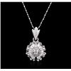 Image 2 : 14KT White Gold 0.55ctw Diamond Pendant With Chain