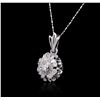 Image 3 : 14KT White Gold 0.55ctw Diamond Pendant With Chain