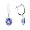 Image 2 : 14KT White Gold 5.70ctw Tanzanite and Diamond Earrings