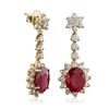 Image 2 : 14KT Yellow Gold 10.00ctw Ruby and Diamond Earrings