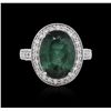 Image 1 : 14KT White Gold 6.18ct Tourmaline and Diamond Ring