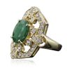 Image 2 : 14KT Yellow Gold 2.77ct Emerald and Diamond Ring