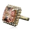 Image 2 : 14KT Yellow Gold 17.75ct Morganite and Diamond Ring