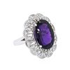 Image 2 : 14KT White Gold 11.35ct Amethyst and Diamond Ring