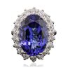 Image 1 : 14KT White Gold 14.37ct GIA Certified Tanzanite and Diamond Ring