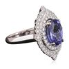 Image 2 : 18KT White Gold 3.19ct Tanzanite and Diamond Ring