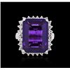 Image 1 : 14KT White Gold 9.12ct Amethyst and Diamond Ring