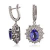 Image 2 : 14KT White Gold 7.46ctw Tanzanite and Diamond Earrings