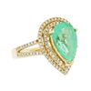 Image 2 : 14KT Yellow Gold 2.88ct Emerald and Diamond Ring