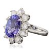 Image 2 : 14KT White Gold 4.89ct Tanzanite and Diamond Ring