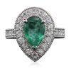 Image 1 : 14KT White Gold 2.12ct Emerald and Diamond Ring