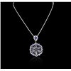 Image 1 : 14KT White Gold 4.40ctw Tanzanite and Diamond Pendant With Chain