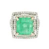 Image 1 : 14KT White Gold 11.12ct Emerald and Diamond Ring